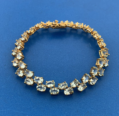 Designer 925 Sterling Silver Blue Topaz Double Row December Tennis Bracelet