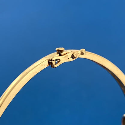 Designer 14K Yellow Gold Diamond Trio Baguette Accented Hinged Cuff Bracelet