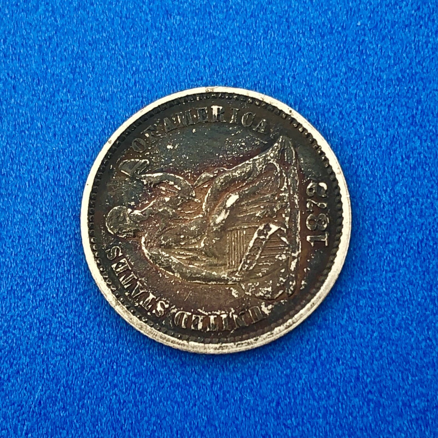 1872 P Silver Seated Half Dime 5c Better Key Nice Rainbow Toning Type Coin