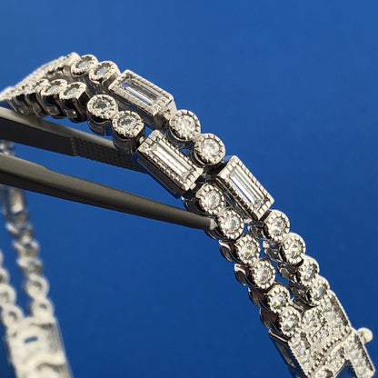 Designer SW 925 Sterling Silver Cubic Zirconia CZ Statement Tennis Bracelet