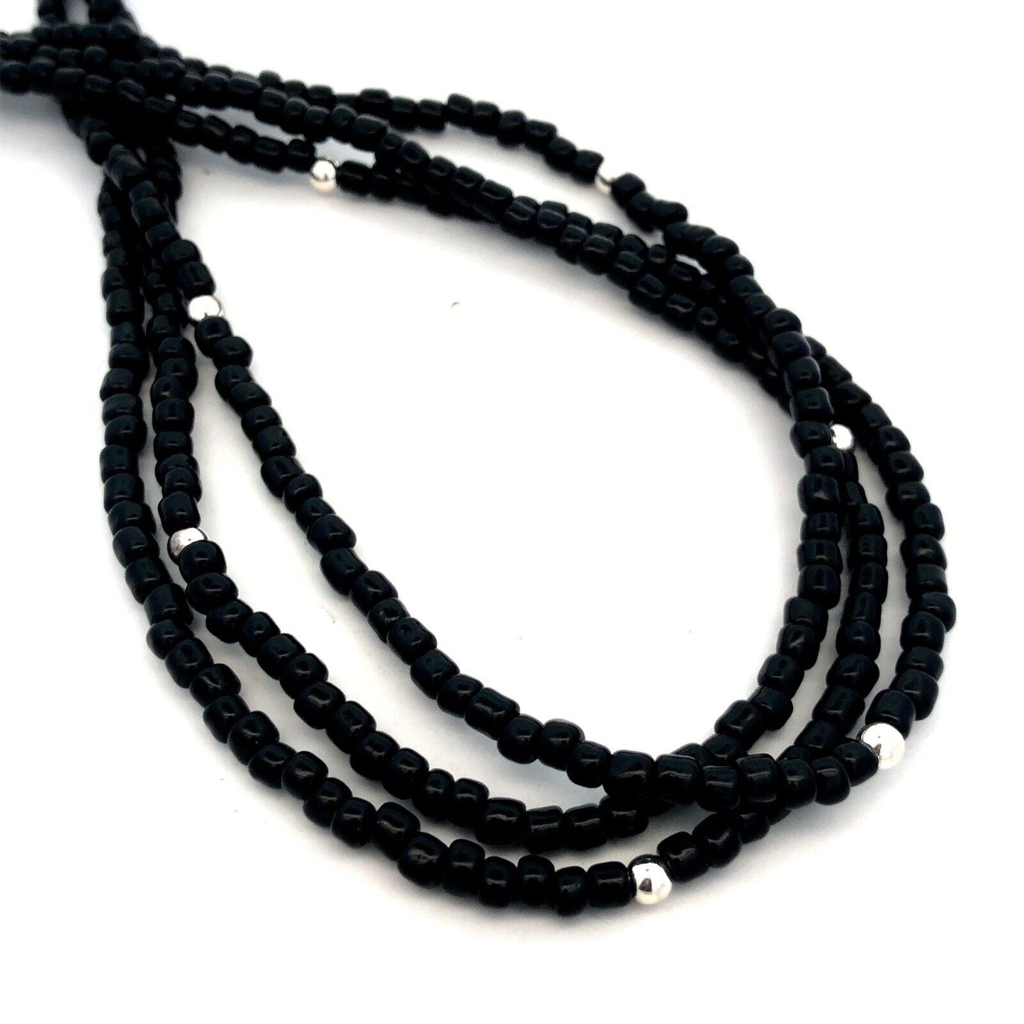 Silpada 925 Sterling Silver Black Onyx Beaded Three Strand Layered Necklace