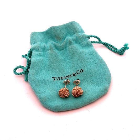 Designer Tiffany & Co. 925 Sterling Silver Twist Knot Stud Earrings
