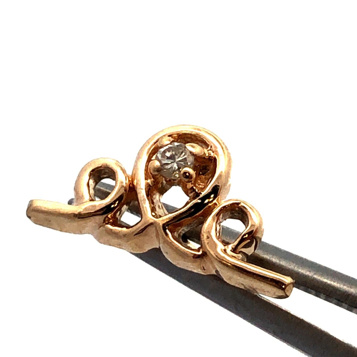 Designer 14K Yellow Gold Round Diamond Swirl Loop Stud Earrings