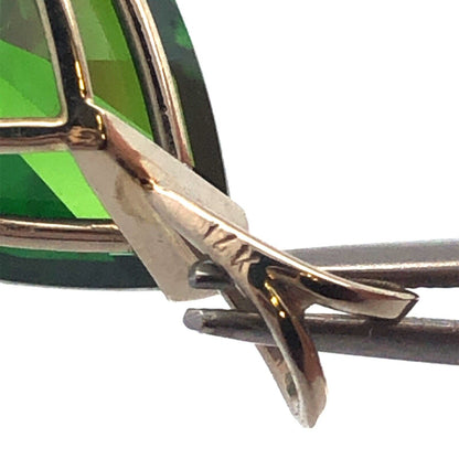 Designer 14K White Gold Pear Green CZ Solitaire Teardrop Pendant