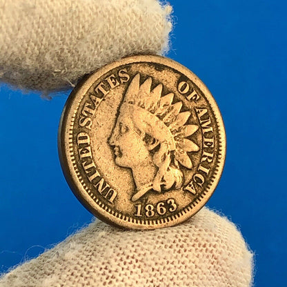 1863 Indian Head One Cent Penny Type 2 Copper Nickel Better Philadelphia Coin