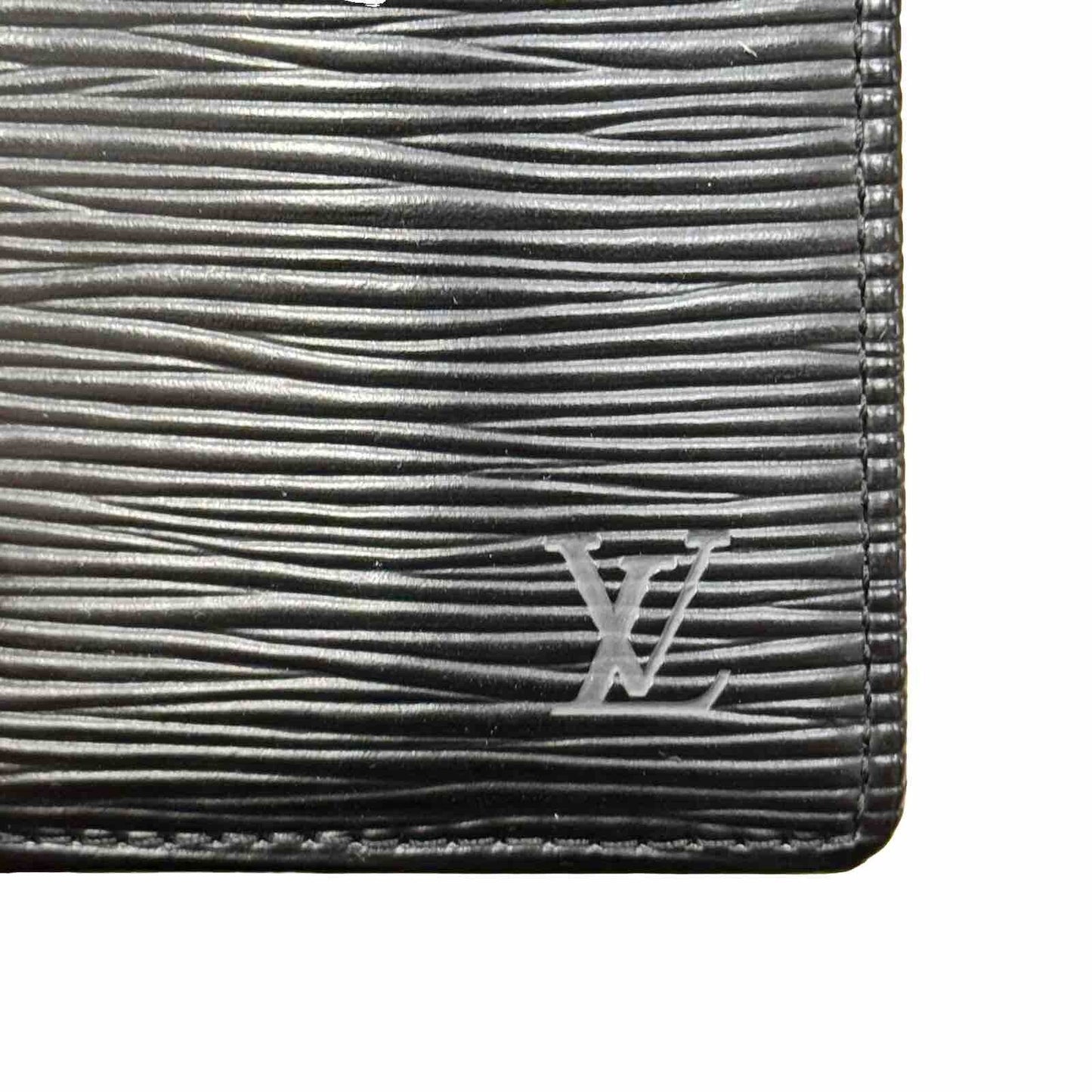 Louis Vuitton Epi Black Leather Single Fold Card Case Wallet In Original Box