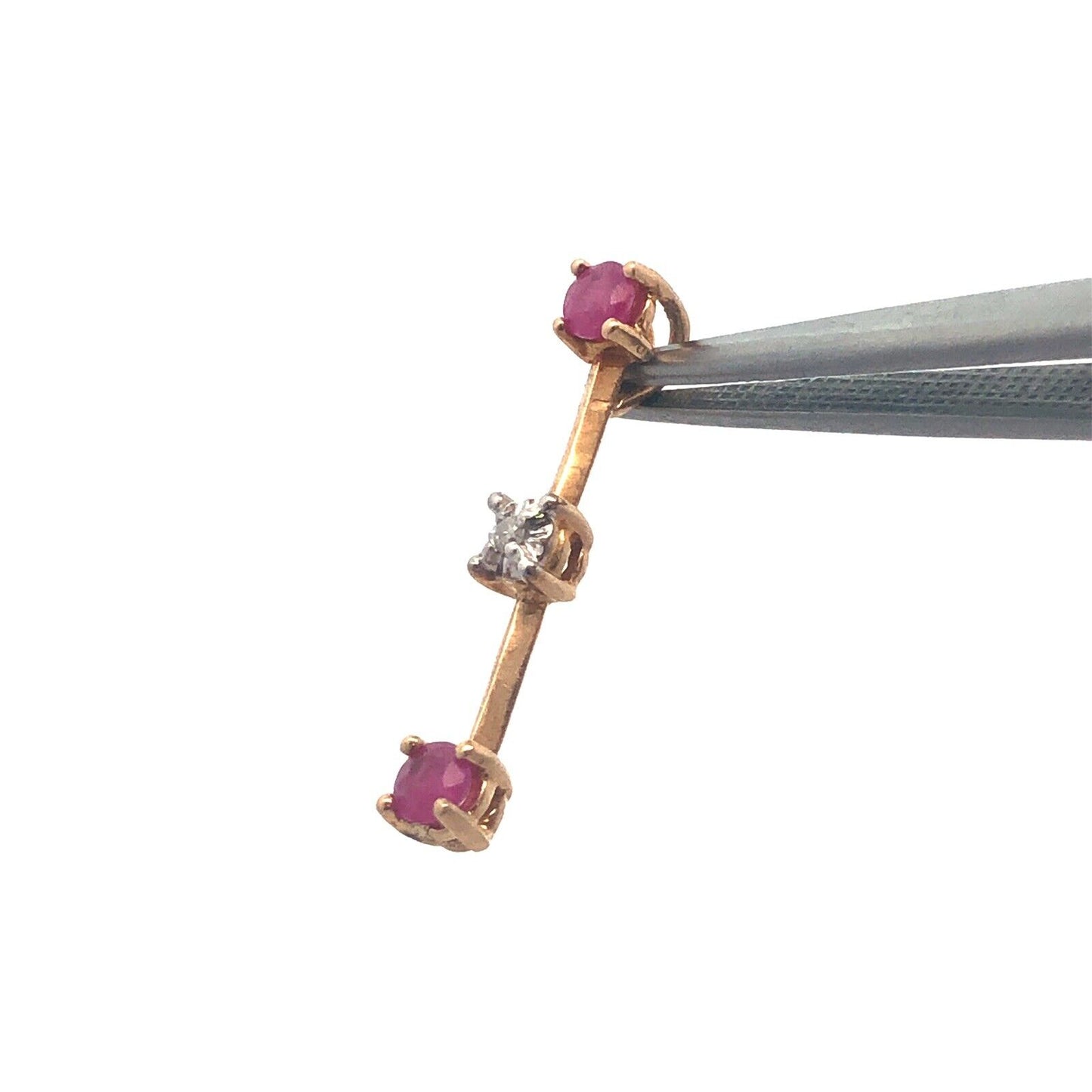 Gorgeous 14k Yellow Gold Round Pink Ruby Diamond Pendant