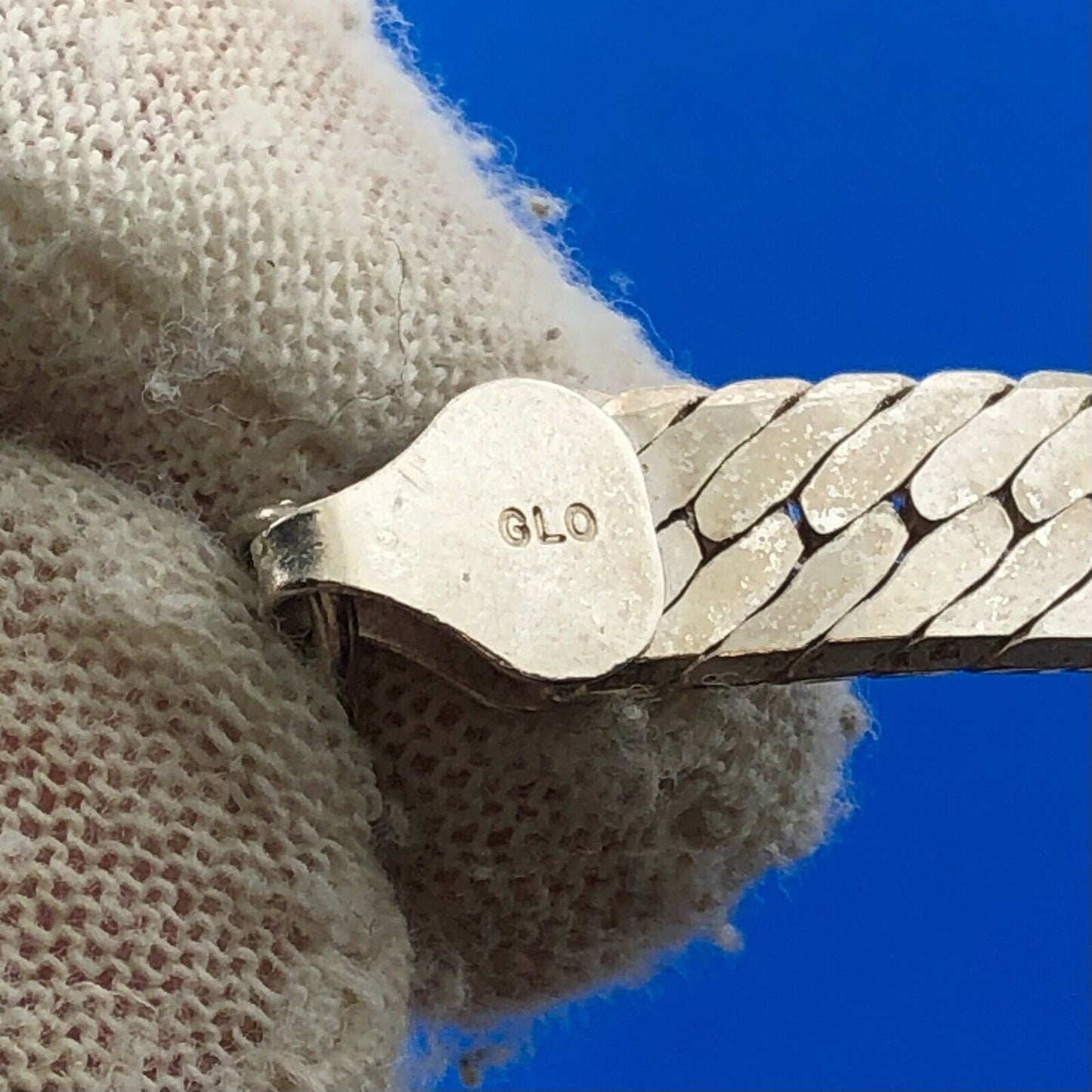 Vintage Italy GLO 925 Sterling Silver Flat Serpentine Link Chain Necklace