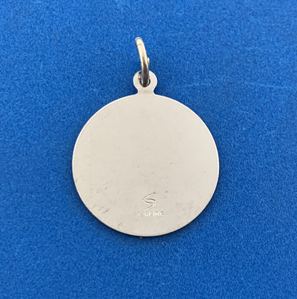 Vintage 925 Sterling Silver Our Girl Textured Engravable Bracelet Circle Charm