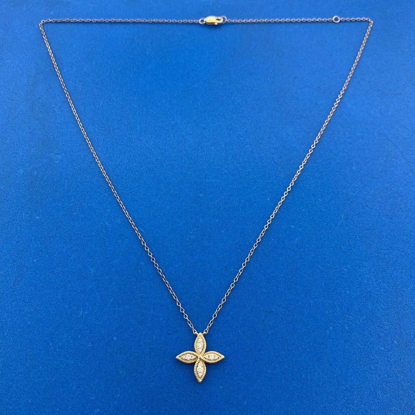 Designer 14K Yellow Gold Diamond Floral Pinwheel Necklace