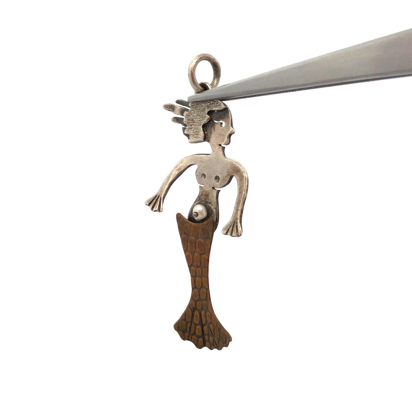 NOLA Designer Thomas Mann 925 Sterling Silver Bronze Pearl Mermaid Charm Pendant