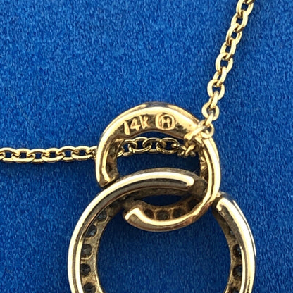 Designer 14K Yellow White Gold Canary & White Diamond Eternity Infinity Necklace