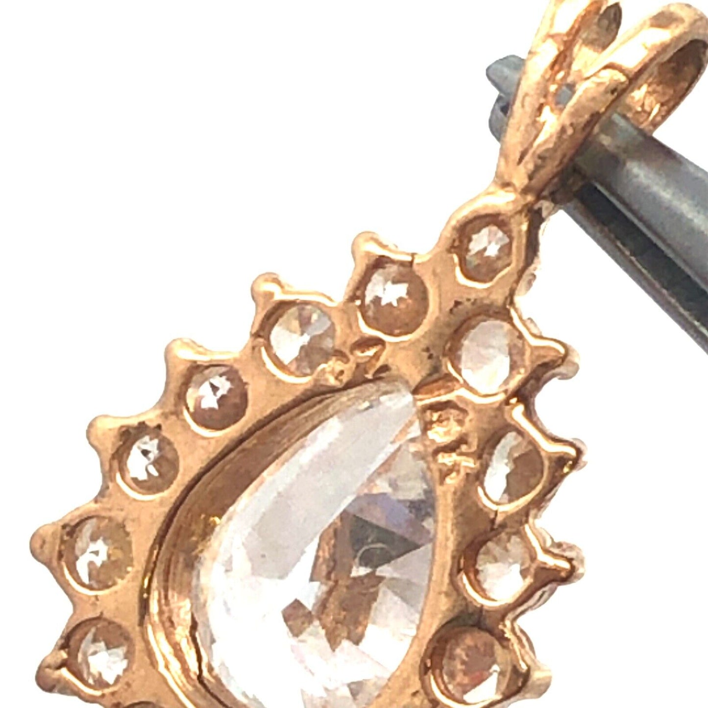 Gorgeous 14k Yellow Gold Pear Cut Sparkling White CZ Cubic Zirconia Pendant