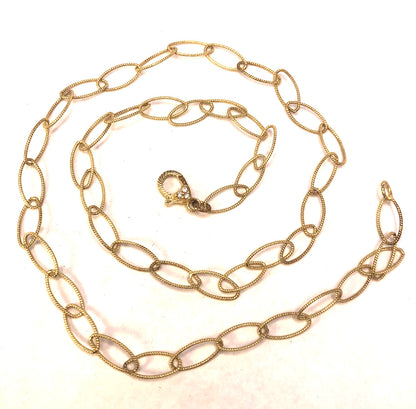 Designer Judith Ripka Vermeil 925 Sterling Silver CZ Oval Link Chain Necklace