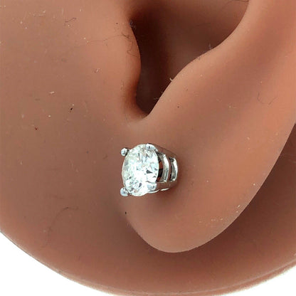 Designer S 14K White Gold Round Diamond Solitaire Screw Back Stud Earrings