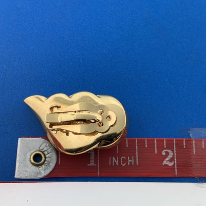 1970's Swarovski SAL Gold Tone Crystal Faux Mabe Pearl Statement Clip Earrings
