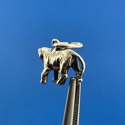 Estate 925 Sterling Silver Tiger Mascot Animal Bracelet Pendant Charm