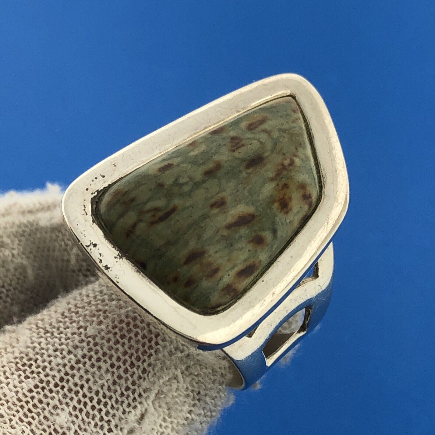 Jay King Desert Rose Trading Sterling Silver Jasper Modernist Cocktail Ring