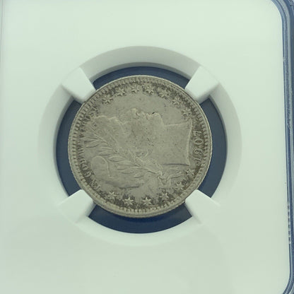 1907 O New Orleans 25c Barber Quarter 90% Silver Au Details NGC Cleaned Coin