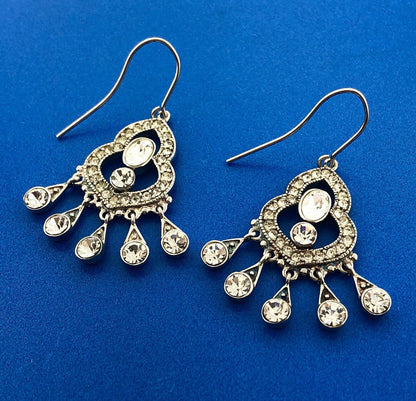 Sterling Silver 925 Cubic Zirconia CZ Statement Chandelier Dangle Earrings