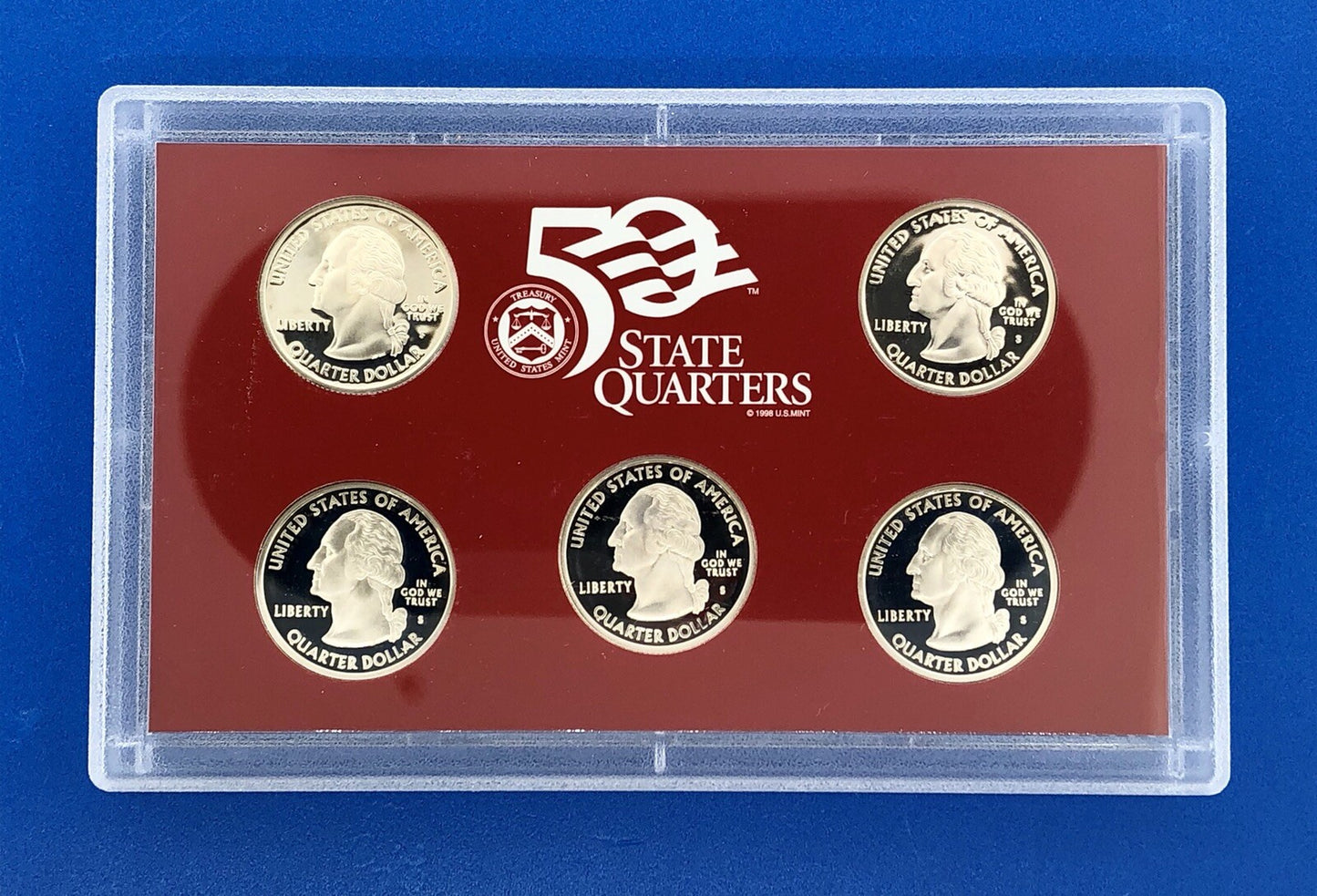 2005 S United States Mint 50 State Quarters 5 Coin Silver Proof Set OMP/COA