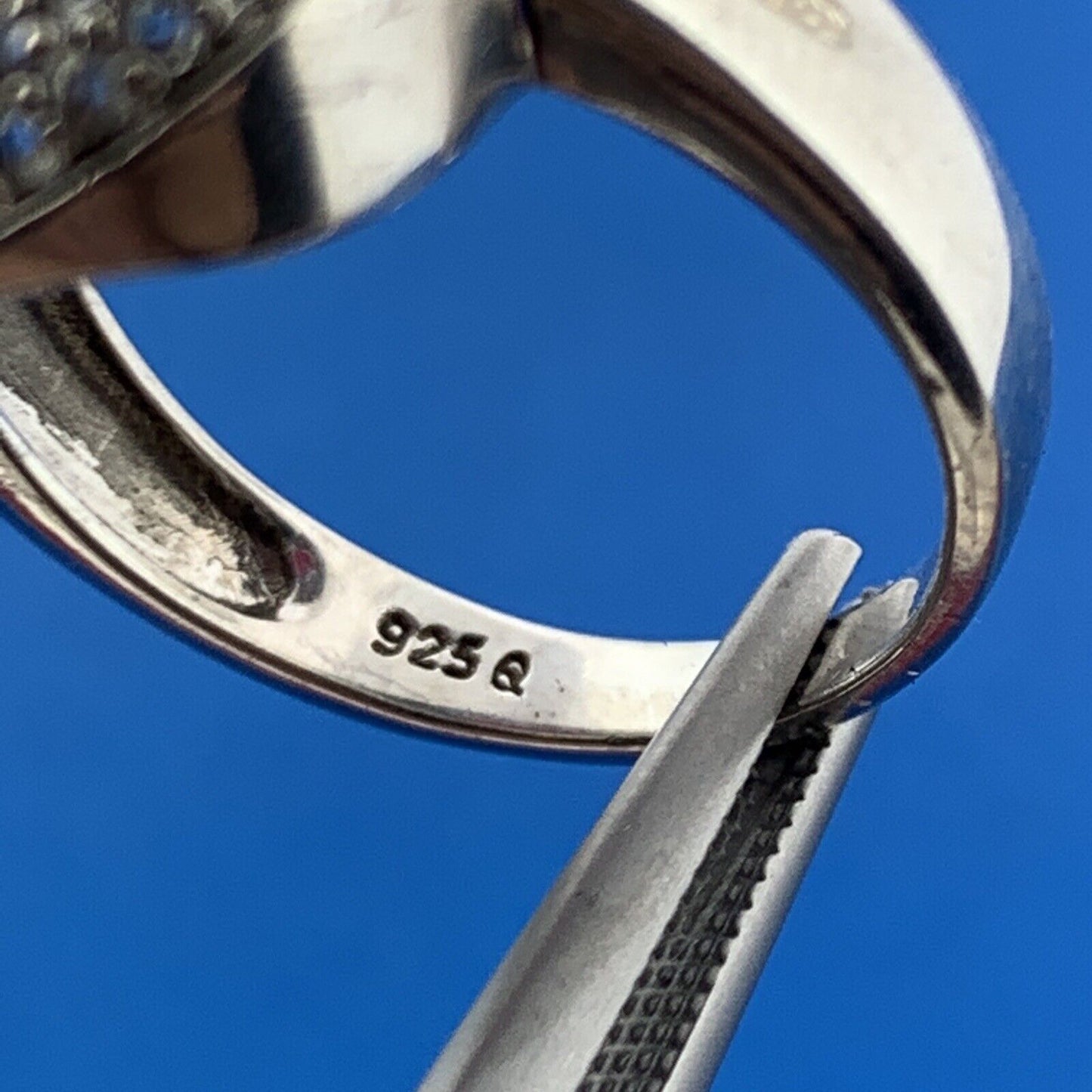 Vintage 925 Sterling Silver Ruby Solitaire Diamond Accented Cocktail Ring