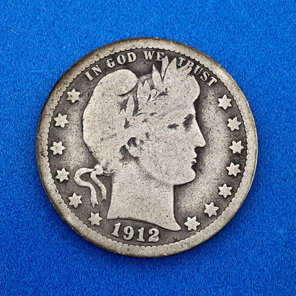 1912 P Silver Barber Quarter Better Key Date Philadelphia Coin Rare Scarce