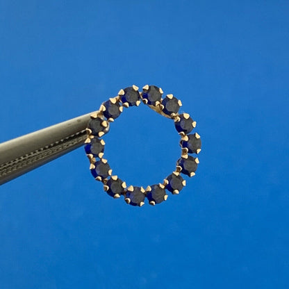 10K Yellow Gold Blue Sapphire September Anniversary Circle Slide Pendant
