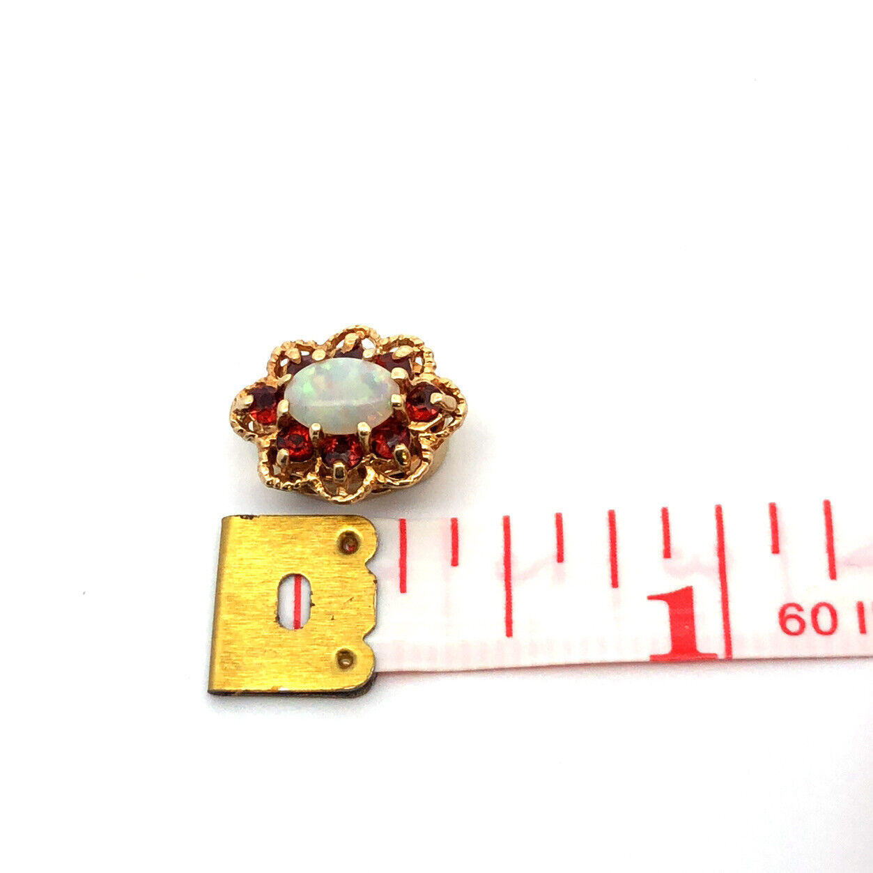 Designer KLJCI 14K Yellow Gold Oval Opal Garnet Slide Bracelet Charm