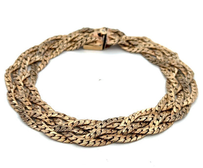 Vintage Krementz Gold Tone 5-Strand Braided Chain Bracelet