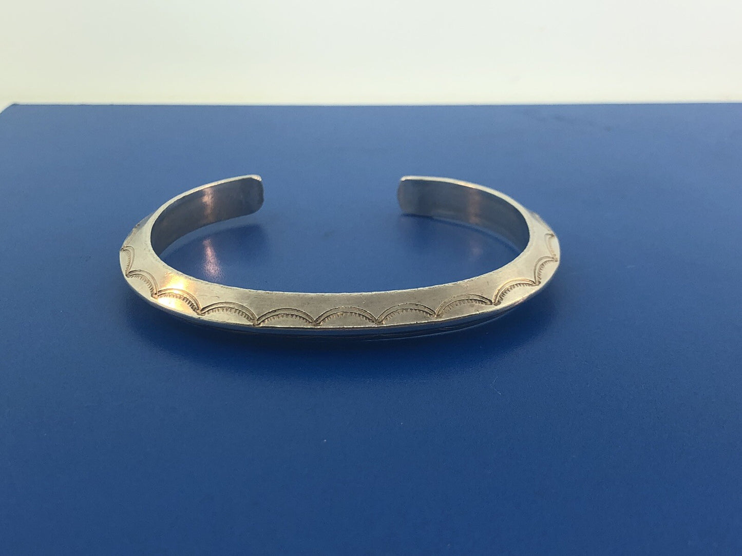Vintage Native American 925 Sterling Silver Concho Statement Cuff Bracelet