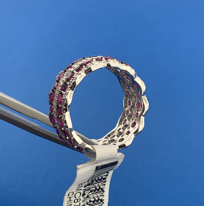 Designer Fuzion Creations Sterling Silver 925 Red Spinel CZ Accent Ring Size 7