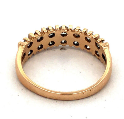 Estate 14K Yellow Gold Round Diamond Wedding Anniversary Band Ring