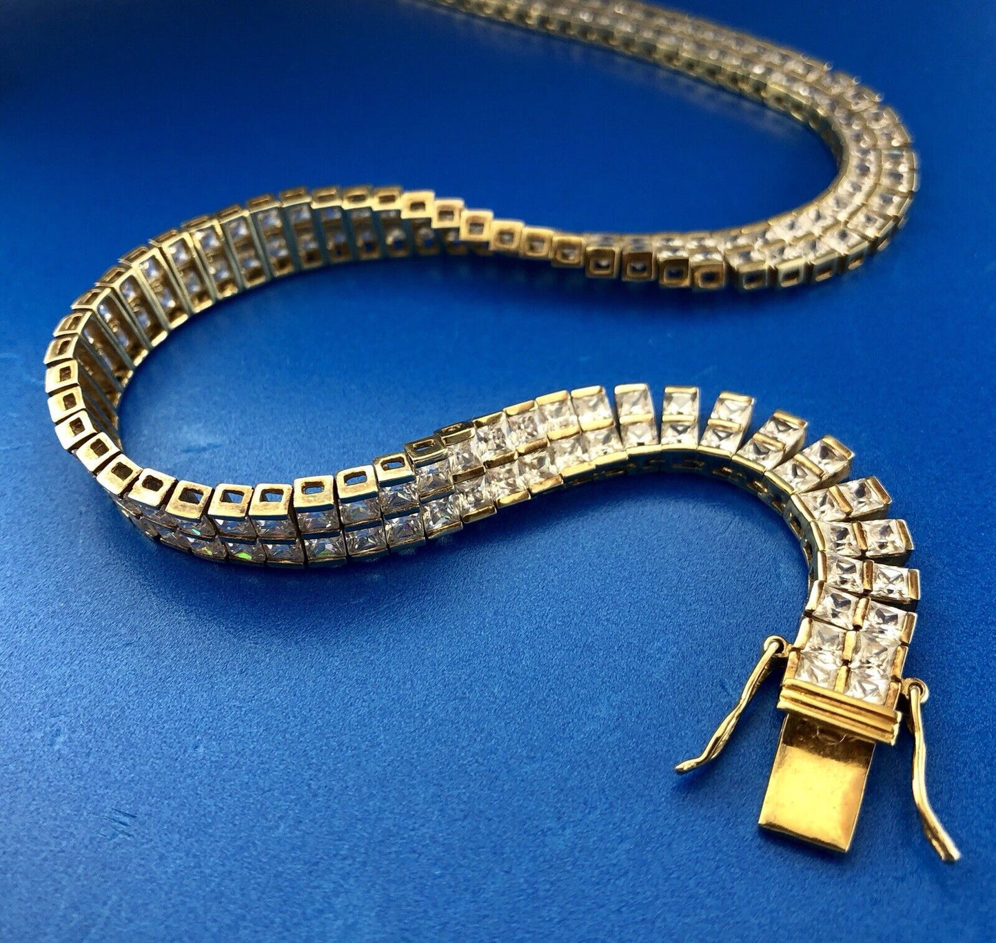 Vermeil Sterling Silver 925 Cubic Zirconia CZ Statement Collar Choker Necklace