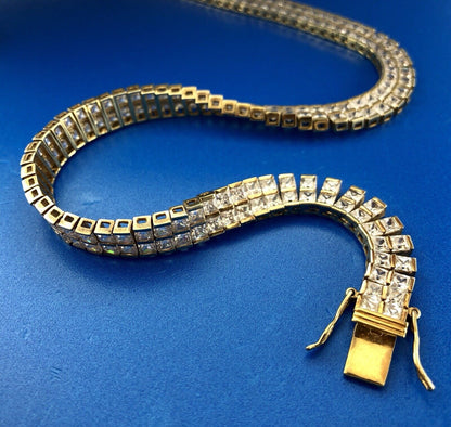 Vermeil Sterling Silver 925 Cubic Zirconia CZ Statement Collar Choker Necklace