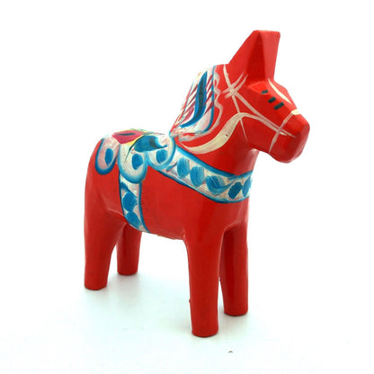 Vintage Swedish Akta Dala Hemslojd Hand Painted Red Horse Wooden Toy Figurine