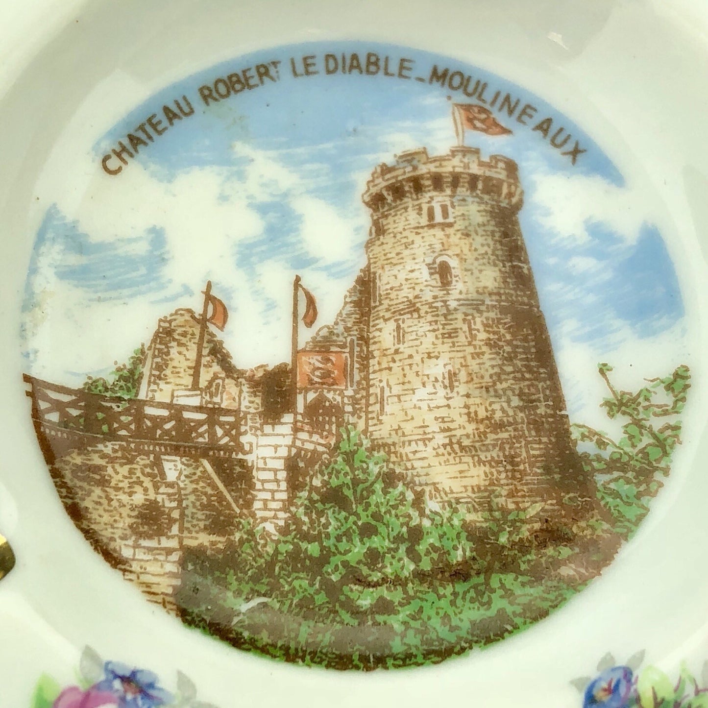 Vintage Limoges France Chateau Robert Le Diable Mouline Aux Souvenir Ashtray