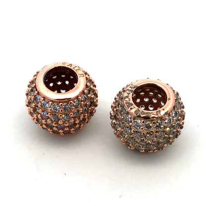 PANDORA 925 Sterling Silver Rose Gold Vermeil CZ Lights Ball 781051 Pave Charm