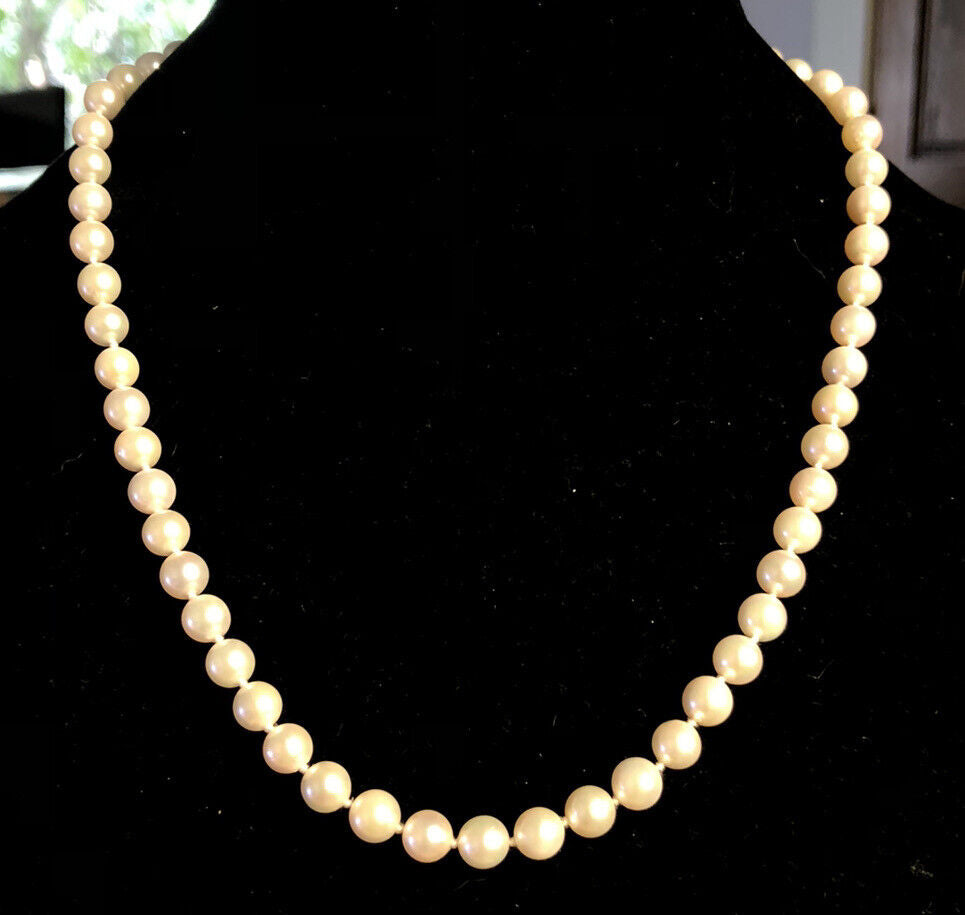 Designer 14K Yellow Gold Hand Knotted Pearl Bead Necklace