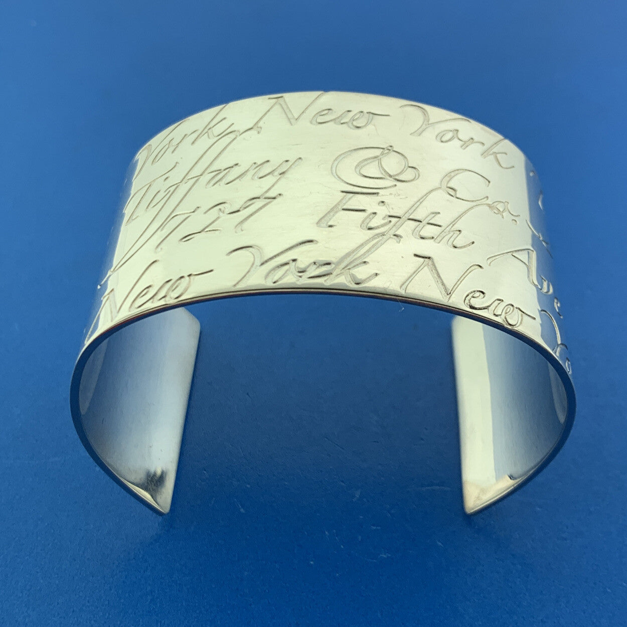 Tiffany & Co Sterling Silver Notes Collection Wide Script Cuff Bracelet