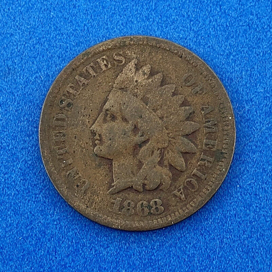 1868 P Indian Head One Cent Penny Type 3 Bronze Better Key Philadelphia Coin