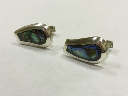 Sterling Silver Mexican Abalone Shell Cuff Links