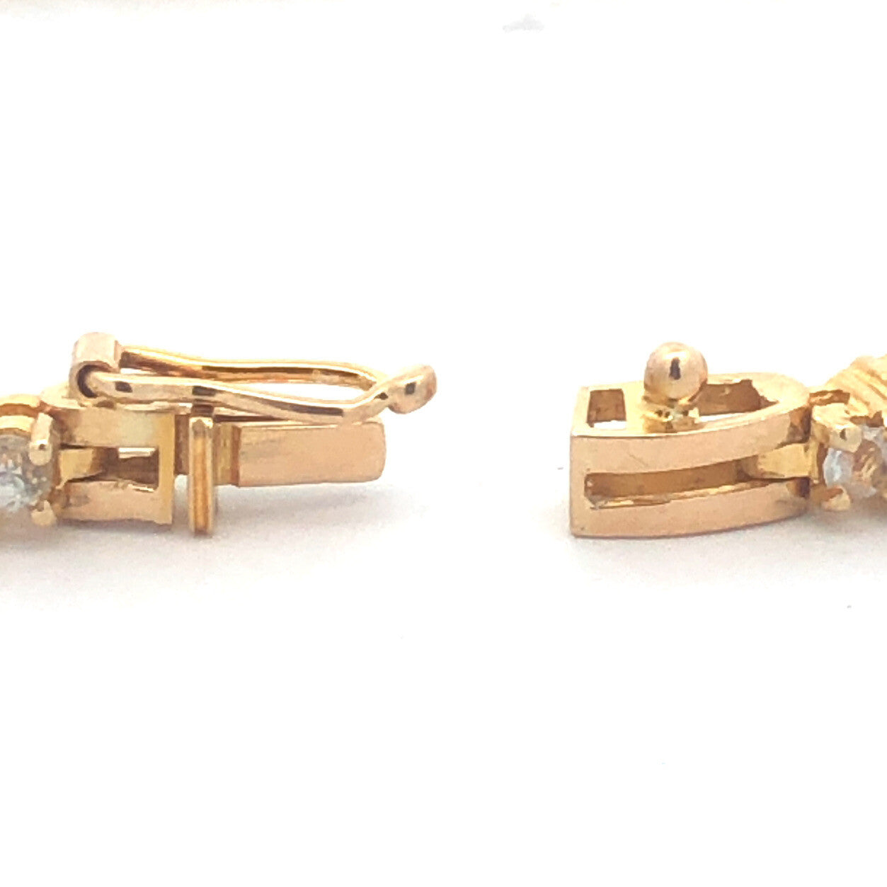 14K Yellow Gold Amethyst White Topaz Accented Station Tennis Bracelet