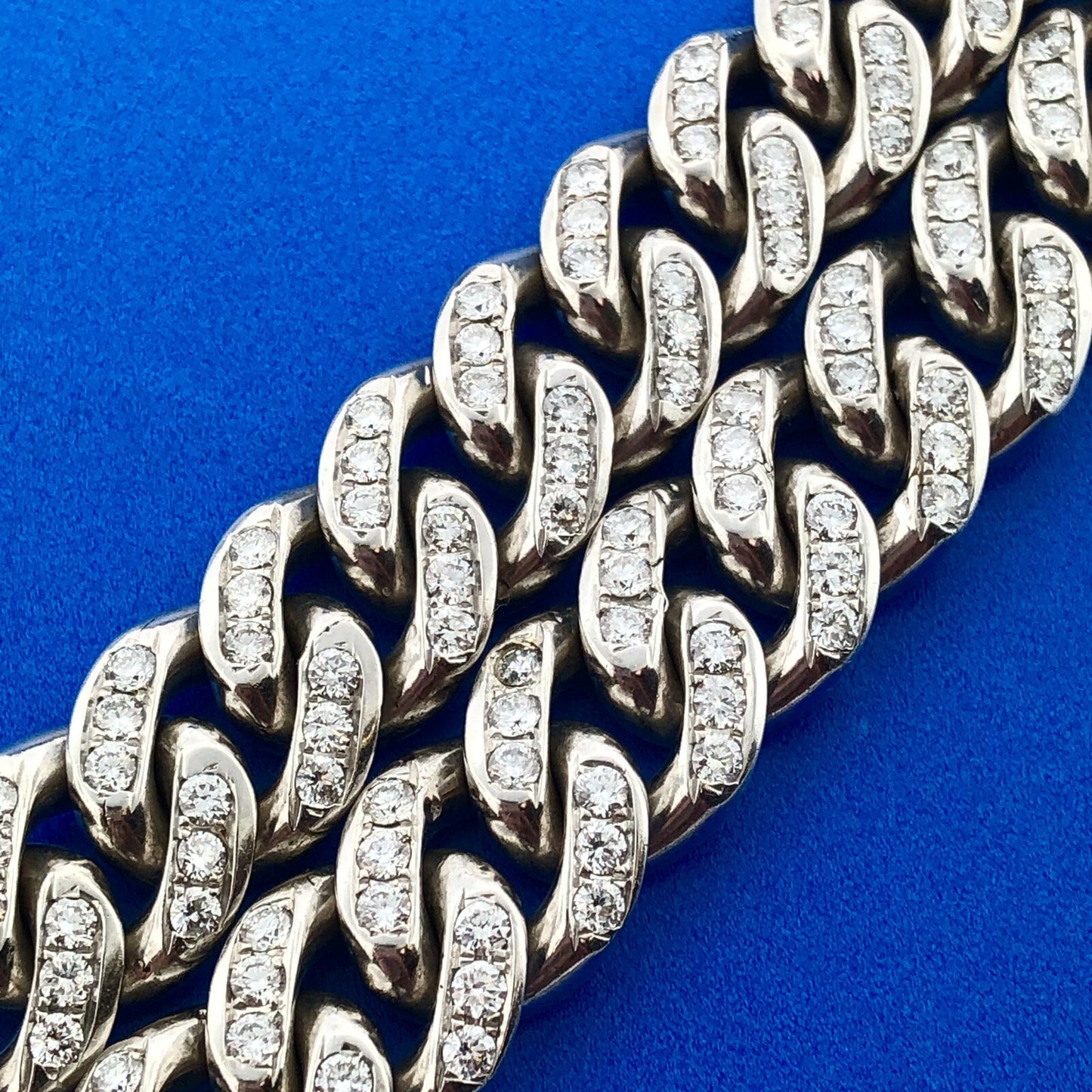 Heavy Solid 14K White Gold Diamond Encrusted Miami Cuban Link Chain Necklace