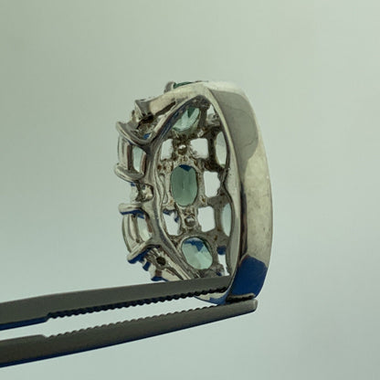 Joe Esposito ESPO Sterling Silver 925 Green Amethyst Quartz CZ Cluster Ring