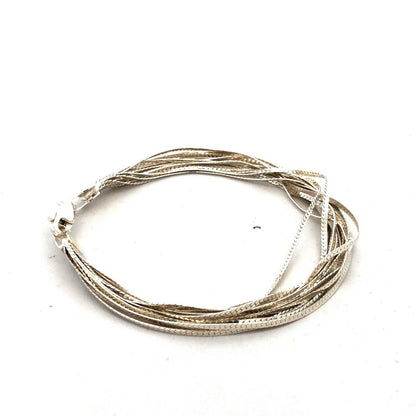 Designer IBB 925 Sterling Silver Herringbone Multi-Strand Layered Chain Bracelet