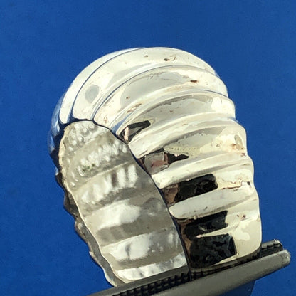 Designer 925 Sterling Silver Ribbed Polished Statement Dome Ring