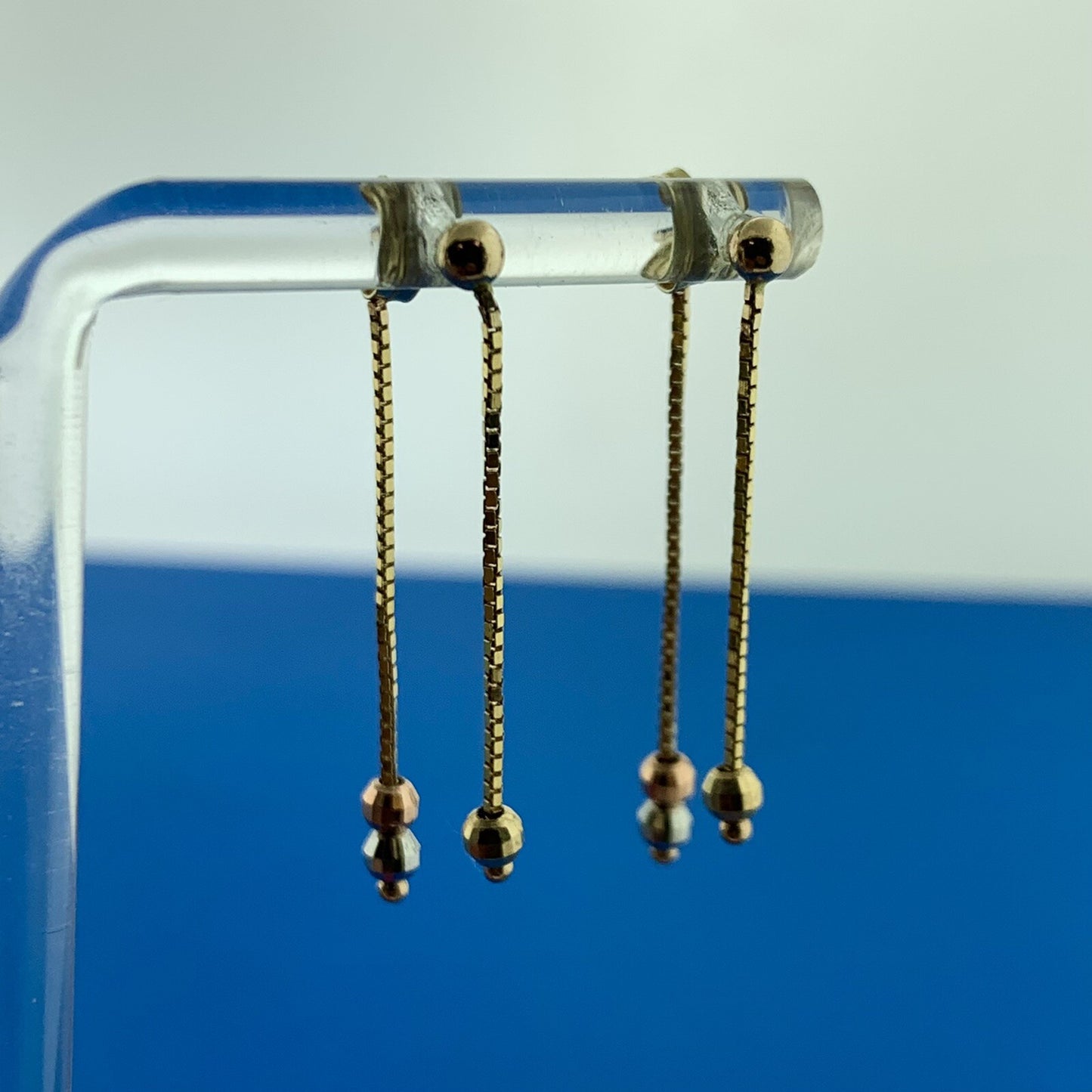 Designer Italy 10K Yellow White Rose Gold Disco Ball Drop Dangle Stud Earrings