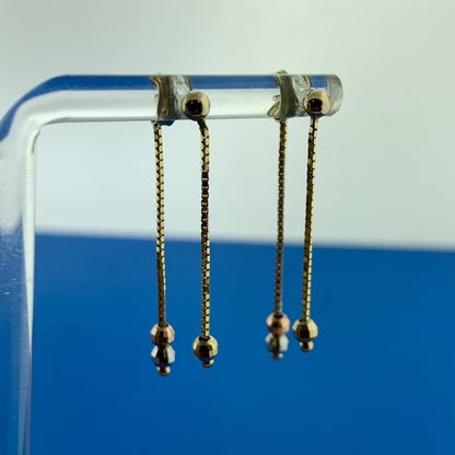 Designer Italy 10K Yellow White Rose Gold Disco Ball Drop Dangle Stud Earrings