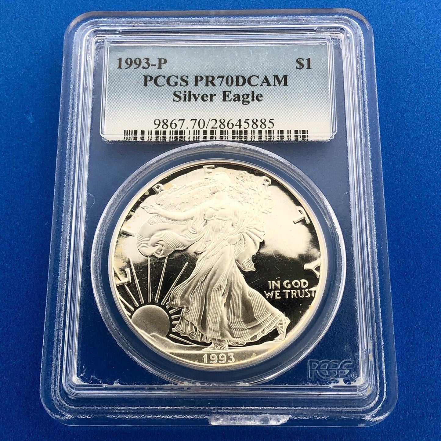 1993 P Proof Silver Eagle 999 Fine Silver PCGS PR70 DCAM Deep Cameo